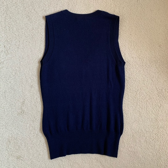 Navy Blue Cashmere Vest - Picture 3 of 5